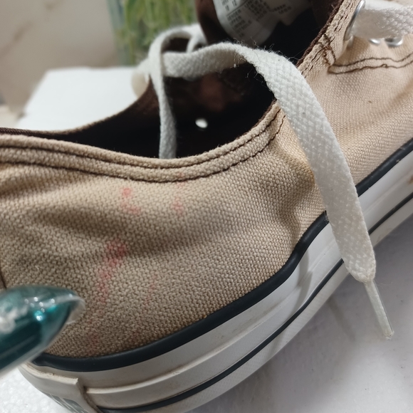 CONVERSE All Star Tan Canvas Low Top Sneakers SHOES Laces Mens 10 woman 12. Cond - Picture 7 of 7